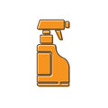 Orange Cleaning spray bottle with detergent liquid icon isolated on white background. Vector Illustration Royalty Free Stock Photo
