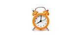 Orange The clock sets the time to 8.00. on white background isolate Royalty Free Stock Photo