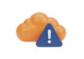 Orange cloud with blue warning sign and exclamation mark alerts Royalty Free Stock Photo