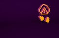 Orange Cloud hacking icon isolated on purple background. Cloud leak. Minimalism concept. 3d illustration 3D render Royalty Free Stock Photo