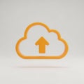 Orange Cloud Upload Icon with Arrow on White Background image photo Royalty Free Stock Photo