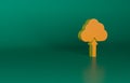 Orange Cloud upload icon isolated on green background. Minimalism concept. 3D render illustration