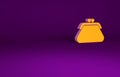 Orange Clutch bag icon isolated on purple background. Women clutch purse. Minimalism concept. 3d illustration 3D render