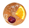 Orange cocktail with cherry top view isolated on white background, clipping path included Royalty Free Stock Photo