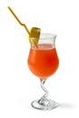 Orange cocktail decorated with lemon and tubule Royalty Free Stock Photo