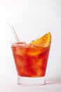 Orange cocktail drink with lemon and cherry Royalty Free Stock Photo