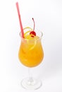 Orange cocktail drink with lemon and cherry Royalty Free Stock Photo