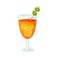 Orange drink in a glass. Vector illustration on a white background.