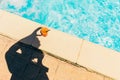 Orange cocktail at the pool Royalty Free Stock Photo