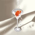 Orange cocktail, water splash Royalty Free Stock Photo