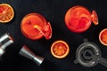 Orange cocktails with blood oranges, top shot Royalty Free Stock Photo