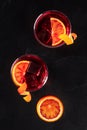 Orange cocktails with a slice of a blood orange, top shot Royalty Free Stock Photo