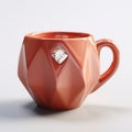 Delicate Zbrush-style Orange Mug With Diamond Pendant