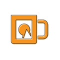 Orange Coffee cup icon isolated on white background. Take away print. Vector