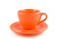 Orange coffee cup with plate