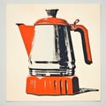 Orange Coffee Pot Print In The Style Of Mike Kelley