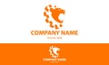 Orange Color Abstract Leon Head Gear Logo Design Royalty Free Stock Photo