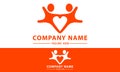 Orange Color Abstract Unite People Love Logo Design Royalty Free Stock Photo