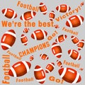 Orange color American football balls and texts