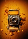 Orange color background analog camera abstract photographer