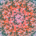 Orange color background,flower design,floral pattern, banner design,textile design,texture design.