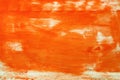 Orange color background, old worn wall painted in vibrant orange tone as grunge texture