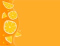 Orange color background with orange or lemon slices. Royalty Free Stock Photo