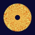 Orange color circle with hexagons. Abstract background like honeycomb