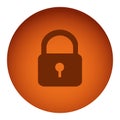 orange color circular frame with silhouette padlock