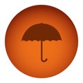 orange color circular frame with silhouette umbrella