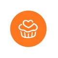 Orange Color Cupcake Icon, Combined With Circle Shape Icon Design, Simple Vector Logo Design