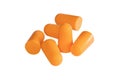 Orange color ear plugs isolated on white background Royalty Free Stock Photo