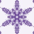 Purple color star flowers art texture on zikzak pattern for tile printings. Royalty Free Stock Photo