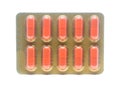 Orange color gelatin capsules pills in blister pack Royalty Free Stock Photo