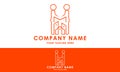 Orange Color Line Art Home Unite People Logo Design Royalty Free Stock Photo