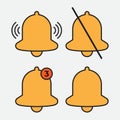 Orange color notification bell icon Royalty Free Stock Photo