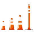 Orange color plastic road traffic cone set isolated on white background. Royalty Free Stock Photo