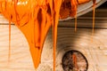 orange color of plastisol ink flowed out of the barrel