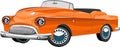 Orange color Retro vintage old car on the road, Royalty Free Stock Photo