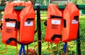 Safety jackets kept in a park for swimming