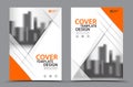 Orange Color Scheme with City Background Business Book Cover Design Template in A4. Brochure flyer layout. Annual Report Royalty Free Stock Photo