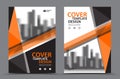 Orange Color Scheme with City Background Business Book Cover Design Template in A4. Brochure flyer layout. Annual Report. Royalty Free Stock Photo