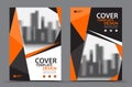 Orange Color Scheme with City Background Business Book Cover Design Template in A4. Brochure flyer layout. Annual Report Royalty Free Stock Photo