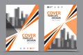 Orange Color Scheme with City Background Business Book Cover Design Template in A4. Brochure flyer layout. Annual Report Royalty Free Stock Photo