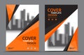 Orange Color Scheme with City Background Business Book Cover Design Template in A4. Brochure flyer layout. Annual Report Royalty Free Stock Photo