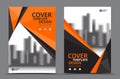 Orange Color Scheme with City Background Business Book Cover Design Template in A4. Brochure flyer layout. Annual Report Royalty Free Stock Photo