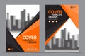 Orange Color Scheme with City Background Business Book Cover Design Template in A4. Brochure flyer layout. Annual Report. Royalty Free Stock Photo