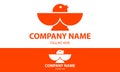 Orange Color Simple Cartoon Bird Glasses Logo Design