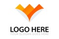 Orange Color Simple Shape Fox Head Logo Design Royalty Free Stock Photo