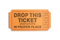 Orange color ticket isolated Royalty Free Stock Photo